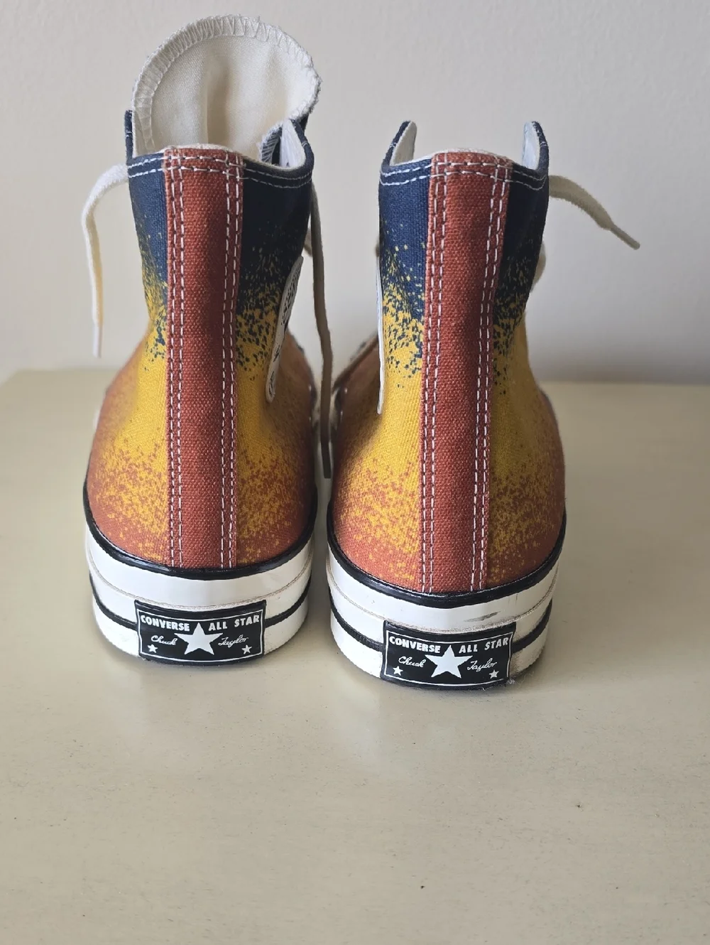 Unisex Converse High Top Sneakers - Blue, Yellow, Orange Gradient - Picture 3 of 5